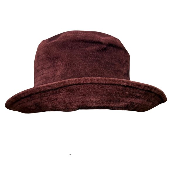 Vintage Liz Claiborne Women’s Burgundy Velvet Bucket Hat Soft Fabric Lined - Picture 1 of 7